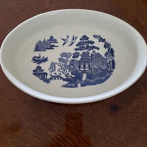 Vintage Johnson Brother Blue Willow Heavy Oval Casserole Dish - Made in Portugal